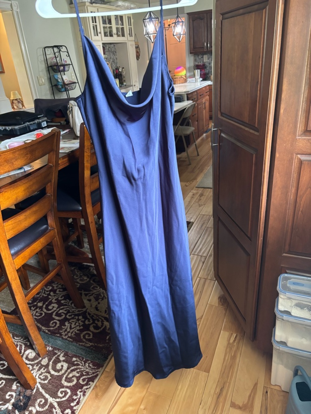Navy Blue Cowl Neck Slip Nightgown